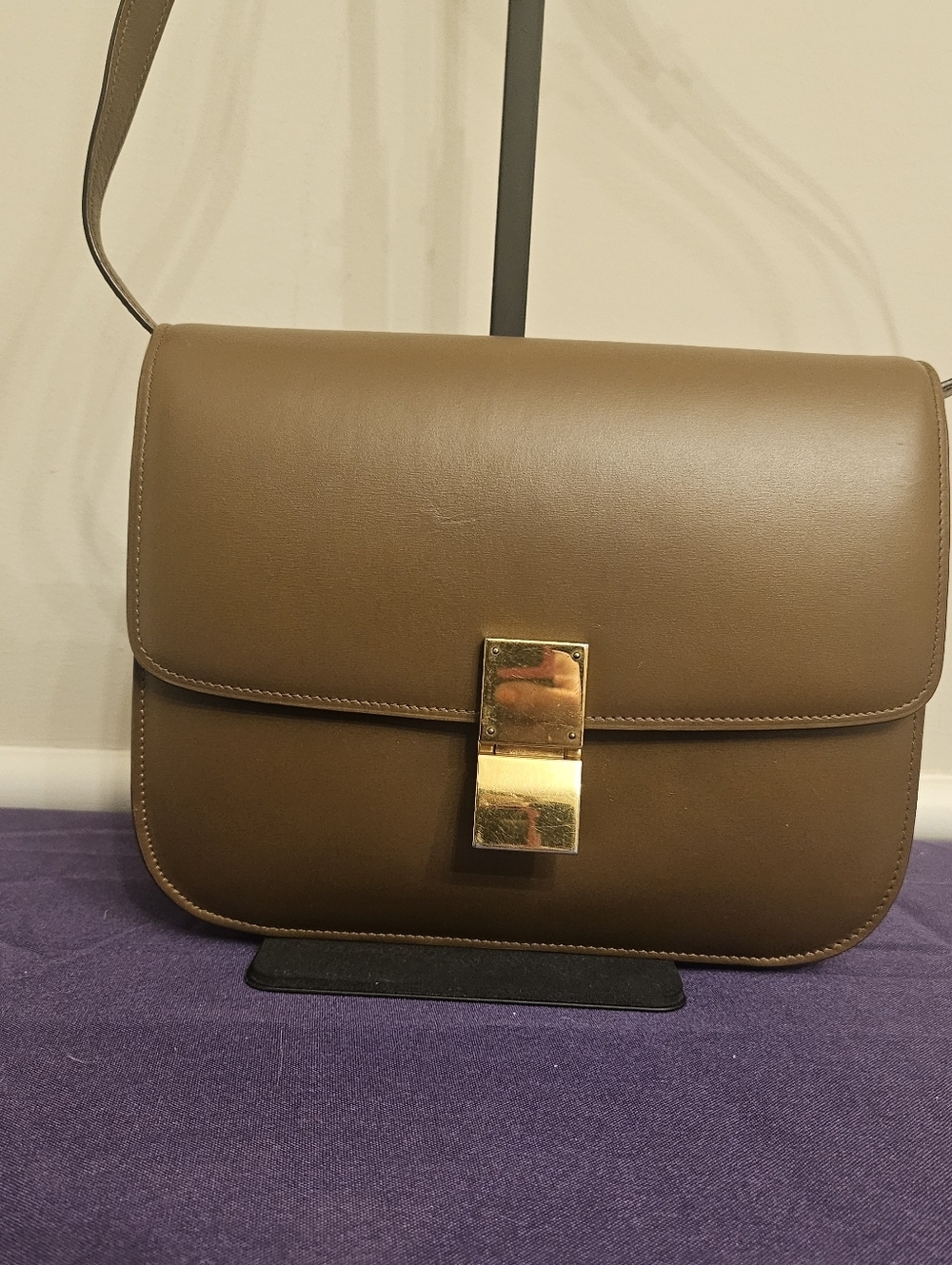 Vintage Celine Classic Box Bag Brown Smooth Calfskin Gold Hardware Crossbody